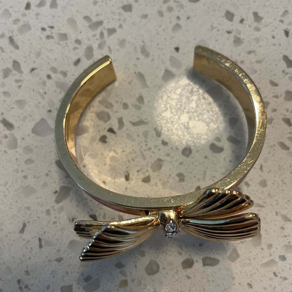 Lilly Pulitzer Pink Bow Gold Tone Cuff Bracelet - Picture 4 of 7